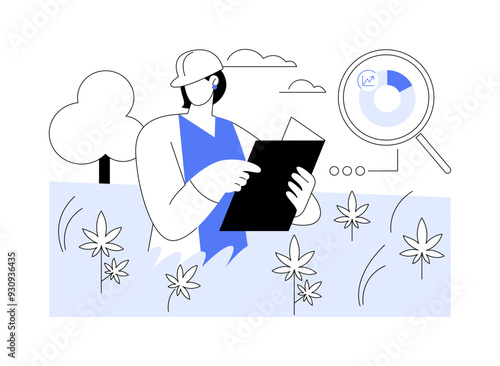 Examining cannabis plant isolated cartoon vector illustrations.