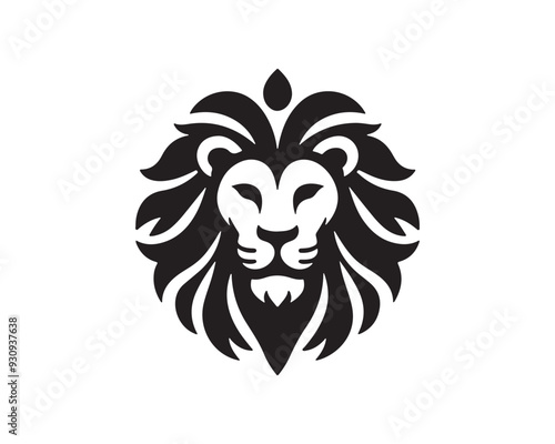 Lion Logo Design Vector Template. Lion Head Logo Icon Vector illustration. Black and white Lion head vector illustration.