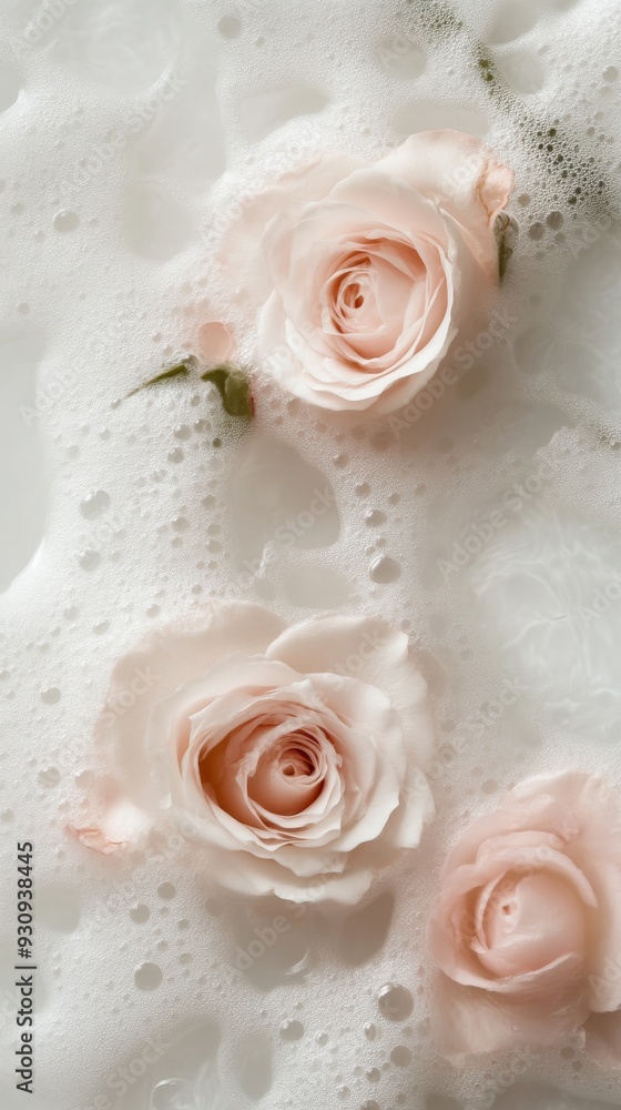Pink roses in bubbly water close-up Pink roses in bubbly water close-up