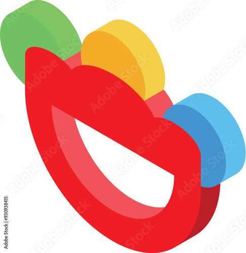 Colorful baby rattle with a funny face is perfect for entertaining and developing babies