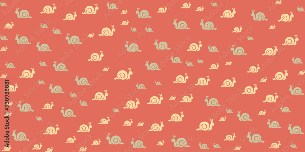 A seamless vector pattern featuring cute snails in pastel colors. Perfect for spring and summer designs, nature-themed projects, and kids' products. A seamless vector pattern featuring cute snails in pastel colors. Perfect for spring and summer designs, nature-themed projects, and kids' products.