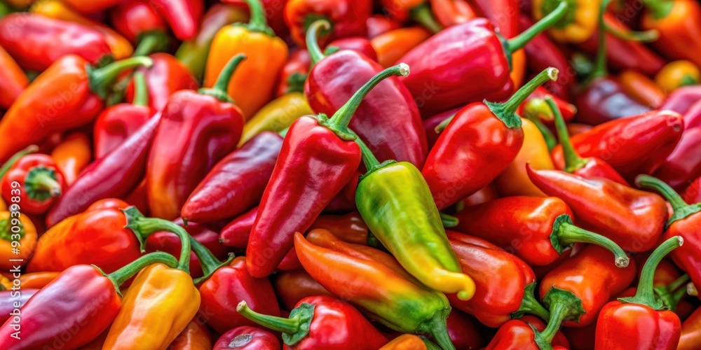 Close-up of sweet and spicy Pipi peppers, a typical product from Orsomarso, Calabria, Italy , Pipi, peppers, sweet, spicy Close-up of sweet and spicy Pipi peppers, a typical product from Orsomarso, Calabria, Italy , Pipi, peppers, sweet, spicy