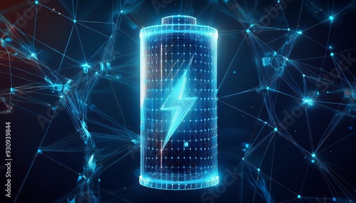 Energy Battery Power Futuristic with a glowing lightning bolt