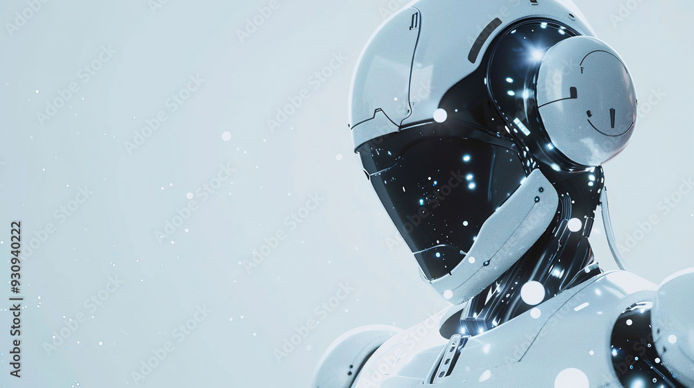 Obraz premium 3d robot wallpaper with monochrome color. technology background. AI background