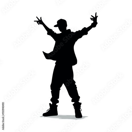 Hip Hop Dance Silhouette Vector Illustration