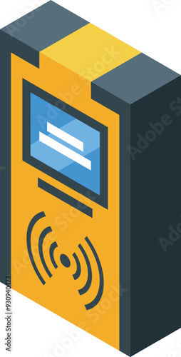 Parking meter accepting contactless payment using nfc technology, isometric vector