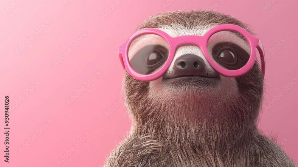 Cute Sloth Wearing Pink Glasses Cute Sloth Wearing Pink Glasses