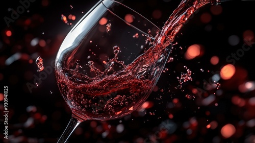 Splashing Red Wine in a Glass