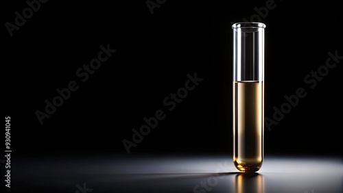 Test tube with liquid on black background, science, laboratory, experiment, research, chemistry photo