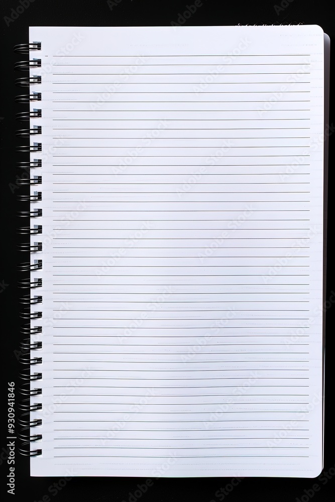 Blank lined notebook with spiral binding. Blank lined notebook with spiral binding.