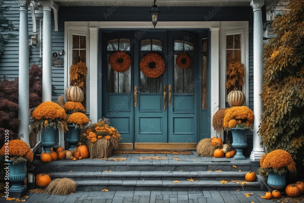 Obraz premium Fall Decorations on Front Porch