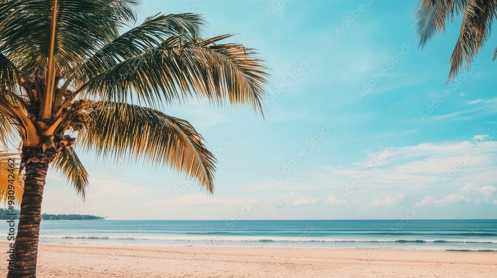 Summer Resort Beach Sea Relax Travel Vacation Palm Tropic Copy Space Banner Background Hotel, ai Summer Resort Beach Sea Relax Travel Vacation Palm Tropic Copy Space Banner Background Hotel, ai