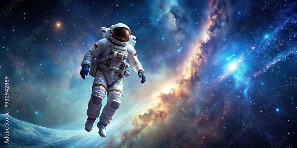 A lone astronaut floating in space surrounded by stars and galaxies, lonely, exploration, cosmos, space, universe A lone astronaut floating in space surrounded by stars and galaxies, lonely, exploration, cosmos, space, universe