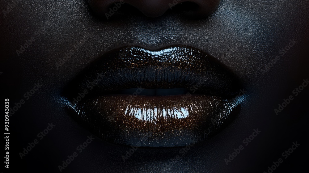 Close-up of African American lips, skin texture, skin, makeup, dentistry, people, modeling, nursing, making, dentist Close-up of African American lips, skin texture, skin, makeup, dentistry, people, modeling, nursing, making, dentist