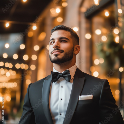 A man in a tux standing in the venue 