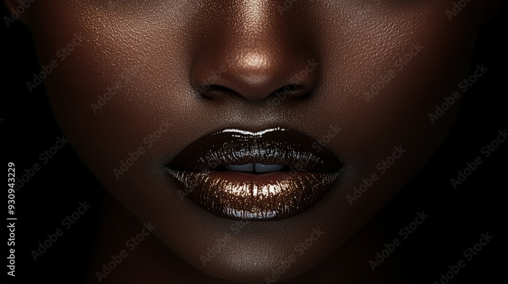 Close-up of African American lips, skin texture, skin, makeup, dentistry, people, modeling, nursing, making, dentist Close-up of African American lips, skin texture, skin, makeup, dentistry, people, modeling, nursing, making, dentist