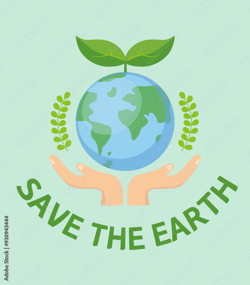 Let's Protect the Earth with Sprouts and Earth. Environmental Protection Logo Illustration Let's Protect the Earth with Sprouts and Earth. Environmental Protection Logo Illustration