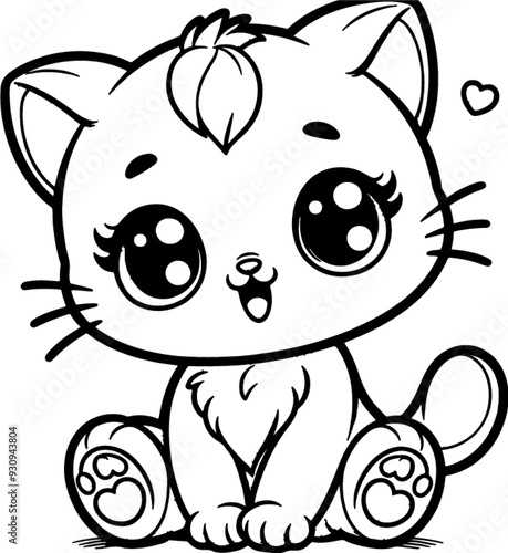 coloring book, coloring, outline, line, cartoon, animal, cute, funny, pet, drawing, character, cat, icon, illustration, art, animals, kitty, kitten, vector, black,cover book,book,paint,coloring book