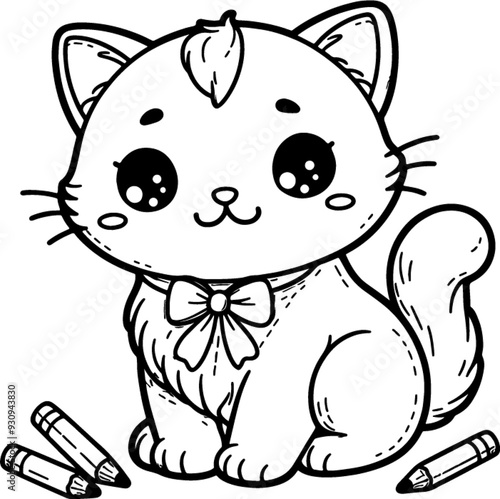 coloring book, coloring, outline, line, cartoon, animal, cute, funny, pet, drawing, character, cat, icon, illustration, art, animals, kitty, kitten, vector, black,cover book,book,paint,coloring book