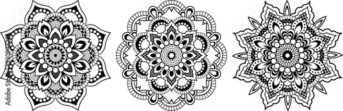 set of decorative mandala flowers. collection of ornamental mandala pattern