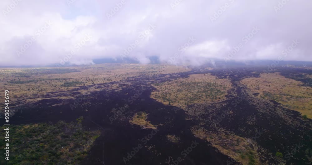 Aerial view pushing in over fields in Kona Hawaii Aerial view pushing in over fields in Kona Hawaii