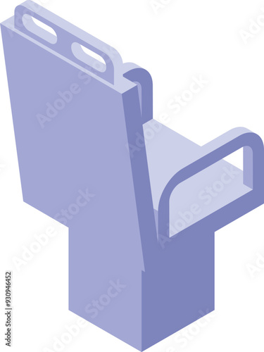 Comfortable airplane passenger seat reclining, showing comfort during flight, isometric icon