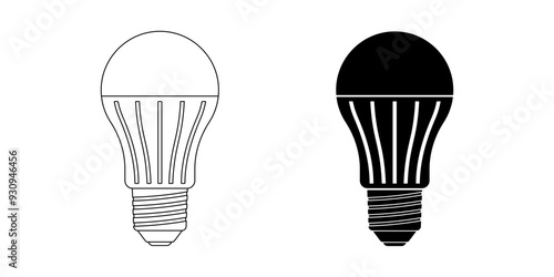 side view led light bulb icon set
