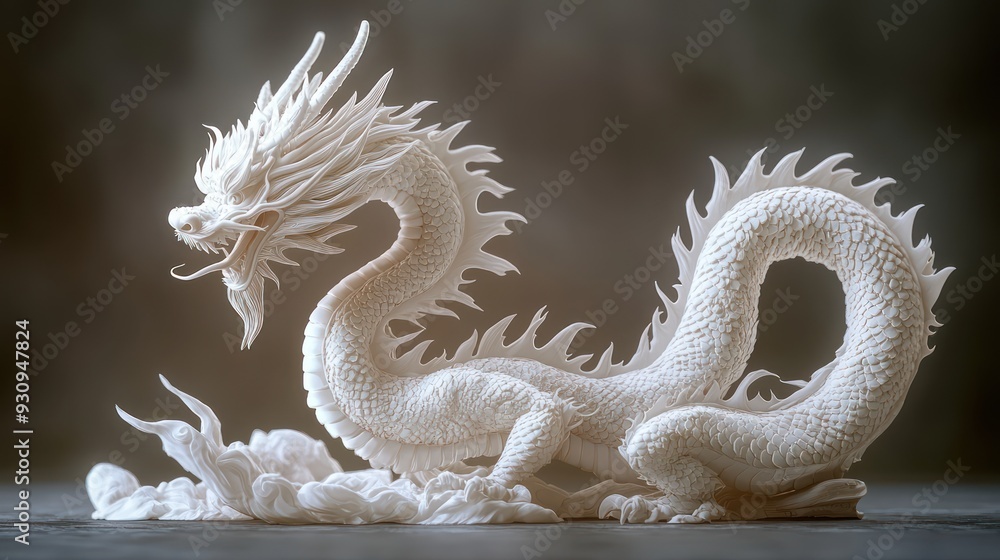 3D render of a white chinese dragon 3D render of a white chinese dragon