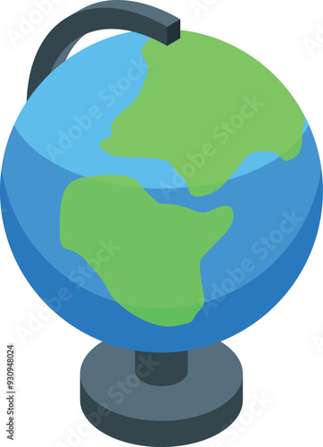 School globe showing south america for a geography lesson about continents and countries