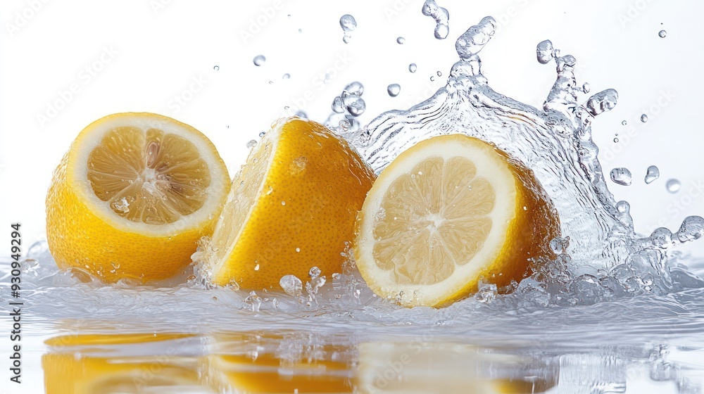 lemon splash white background lemon splash white background