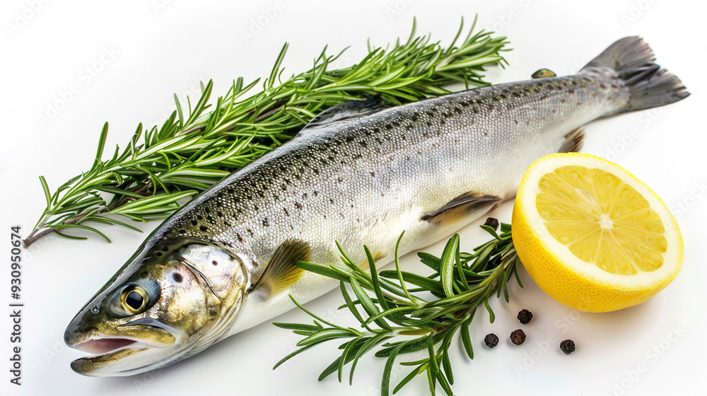close-up of fresh salmon fish on a white background close-up of fresh salmon fish on a white background
