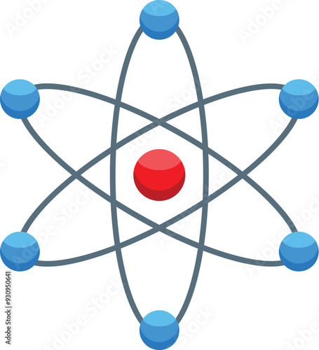 Atom particles circling around nucleus icon illustration depicting scientific concepts related to physics and chemistry