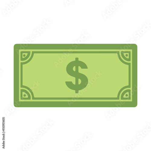 Dollar paper icon black and green color. banking cost marketing earn design.