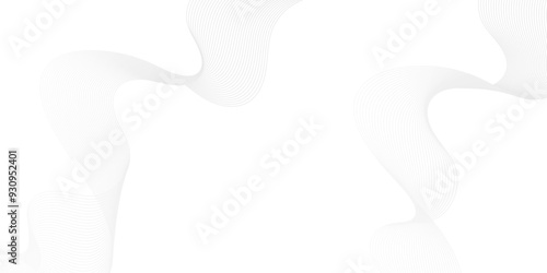 Abstract white blend digital wave lines and technology transparent background. Minimal carve wavy white and gray flowing wave lines and glowing moving lines. Futuristic sound wave lines background.