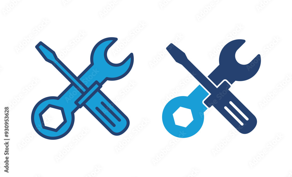 Repair tools icon vector. tool icon vector. setting icon vector. Wrench and screwdriver. support, Service Repair tools icon vector. tool icon vector. setting icon vector. Wrench and screwdriver. support, Service