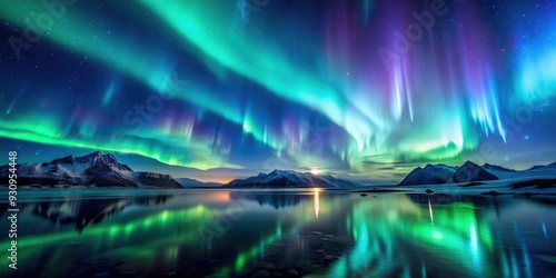 Wallpaper Mural Abstract night nature scene with ethereal polar lights illuminating the landscape, Aurora borealis, Northern Lights Torontodigital.ca