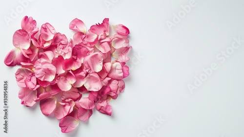 Wallpaper Mural Heart shaped pink peony petals on white background for holiday card with copy space Torontodigital.ca