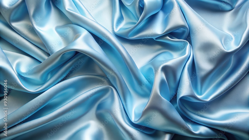 Obraz premium Spring-summer light-blue acetate satin with a glossy finish, fashion, fabric, texture, elegant, luxury, smooth, summer, spring