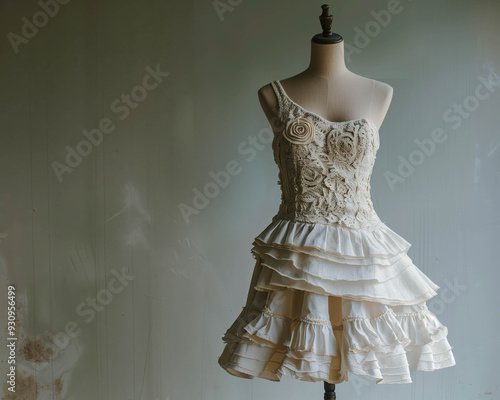 Eco-friendly white cotton dress on a vintage mannequin