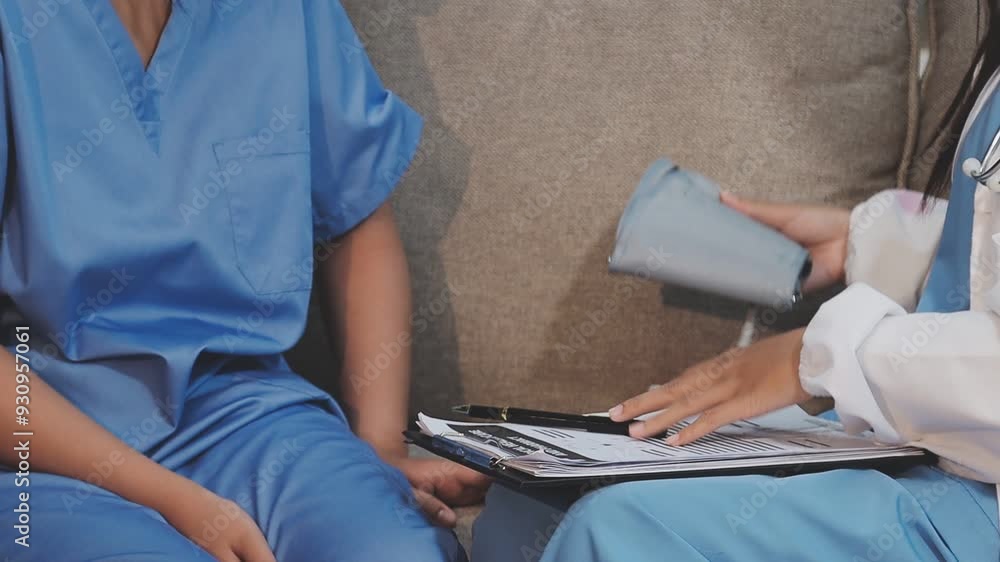 Physical therapist working with patient on arm exercises in rehab, focusing on recovery and improvement in a clinic setting.