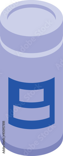 Blue protein jar in isometric style, perfect for fitness and sport designs