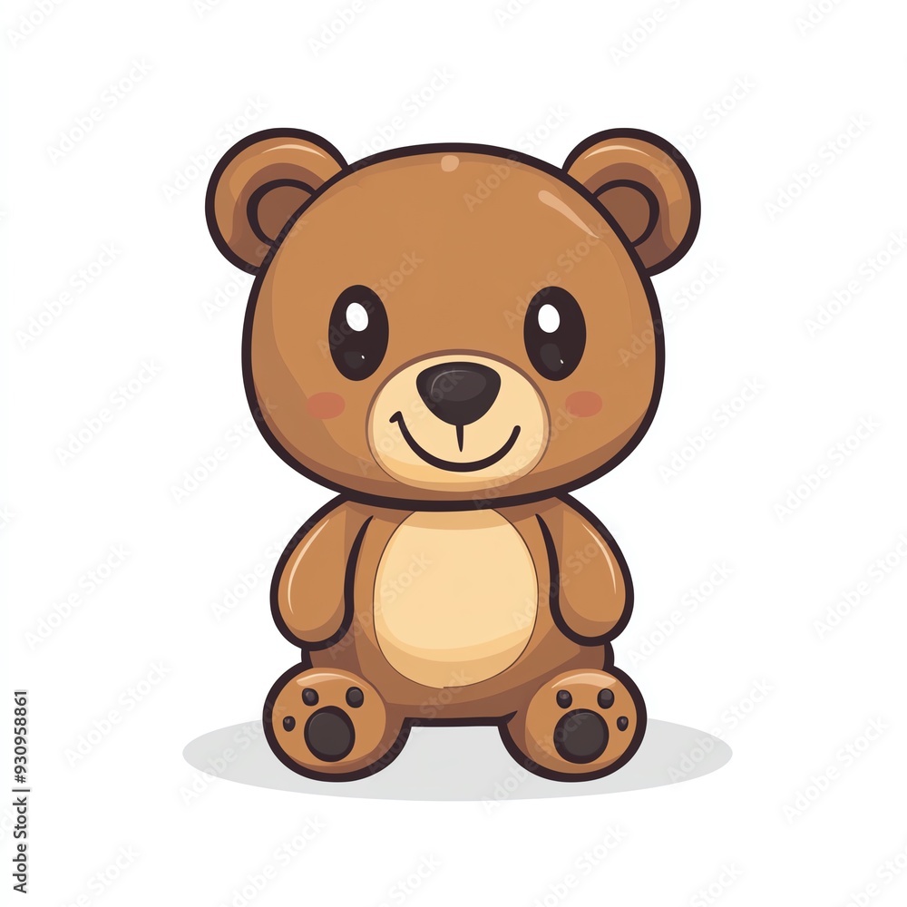 This cute cartoon teddy bear features a friendly smile and soft, brown fur, perfect for children's designs and illustrations. This cute cartoon teddy bear features a friendly smile and soft, brown fur, perfect for children's designs and illustrations.
