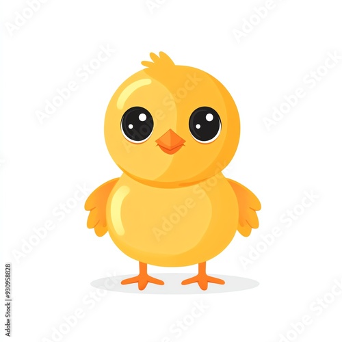 A cute, cartoon-style yellow chick with large eyes, perfect for spring themes, children's content, or playful design projects.