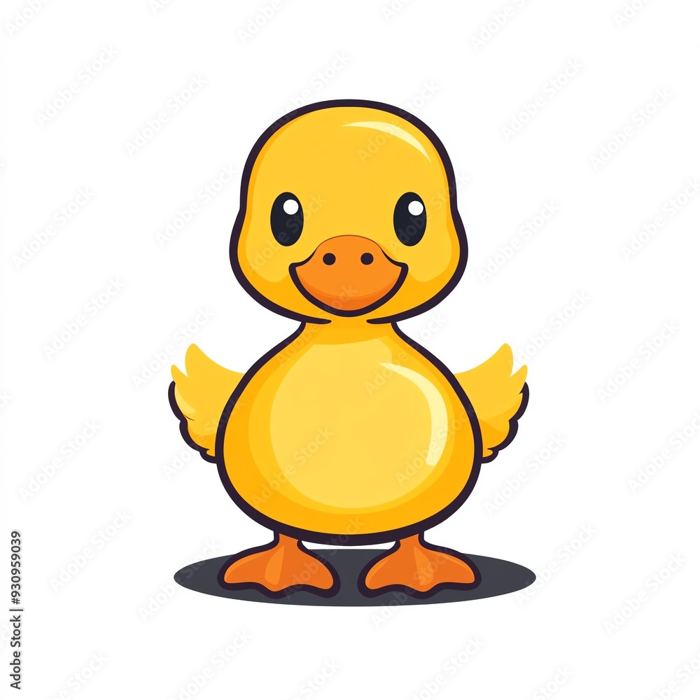 A cheerful cartoon duck with a bright yellow body and cute expression, perfect for children's themes and playful designs. A cheerful cartoon duck with a bright yellow body and cute expression, perfect for children's themes and playful designs.