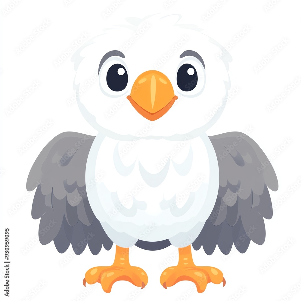 A cute cartoon eagle character with big eyes and a friendly smile, perfect for children's illustrations and educational materials. A cute cartoon eagle character with big eyes and a friendly smile, perfect for children's illustrations and educational materials.