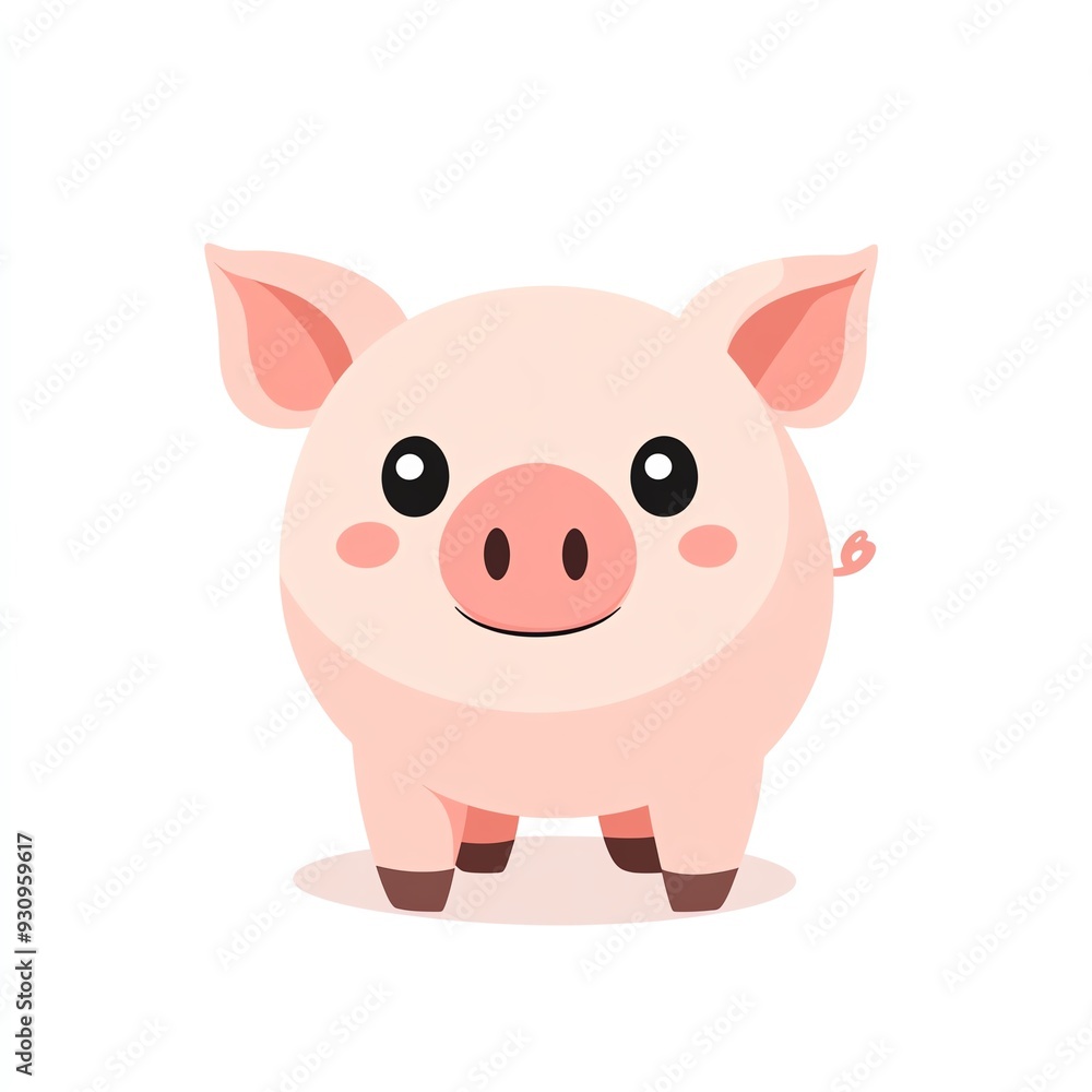 A cute and friendly cartoon pig with big eyes and a cheerful expression, perfect for children's designs and farm themes. A cute and friendly cartoon pig with big eyes and a cheerful expression, perfect for children's designs and farm themes.