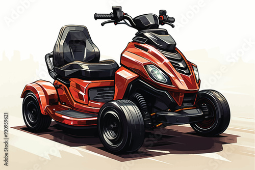 Summer offroad atv with front three quarter view, isolated on grey background. 3d rendering - illustration photo