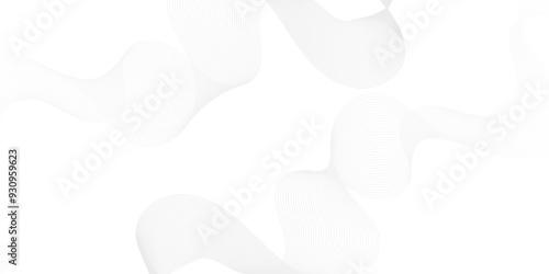 Abstract white blend digital wave lines and technology transparent background. Minimal carve wavy white and gray flowing wave lines and glowing moving lines. Futuristic sound wave lines background.