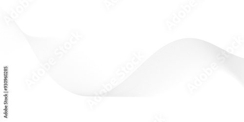 Abstract white blend digital wave lines and technology transparent background. Minimal carve wavy white and gray flowing wave lines and glowing moving lines. Futuristic sound wave lines background.