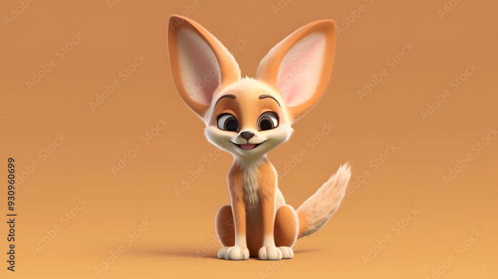 Naklejka premium Fennec Fox 3d cartoon style